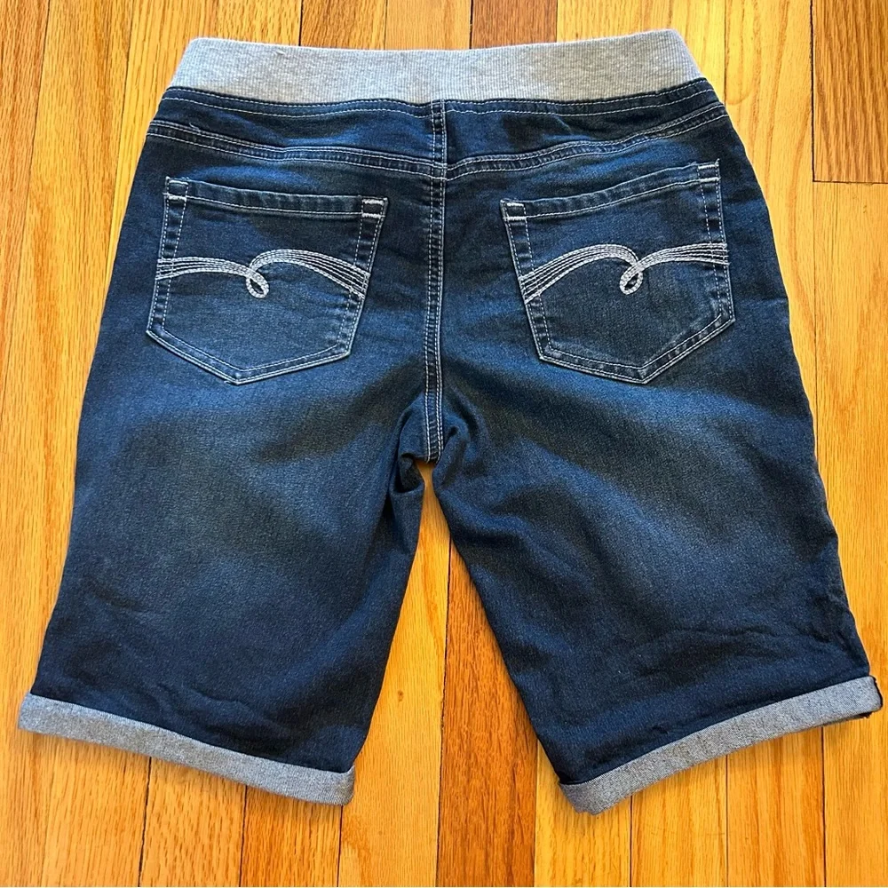 Justice Blue Denim Shorts with Gray Waistband